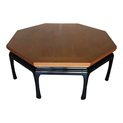 Vintage Walnut & Ebony Octagonal Coffee Table Cover