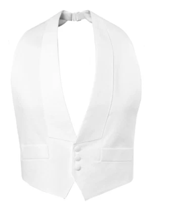 White Pique Backless Vest and Bow Tie - Image 1 of 3
