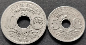 France, 3rd Republic, Set of 10/5 Centimes, 1918/30, KM# 866a/875, Cu-Ni (B-475) - Picture 1 of 2