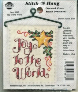NMI Joy To The World 3646 Stitch 'N Hang Counted Cross Stitch Ornament Kit - Picture 1 of 2