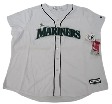 New Seattle Mariners Womens Plus Sizes 2X-3XL-4X White Button Up Majestic Jersey Cover