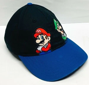 Super Mario Brothers Baseball Hat Adjustable 100% Cotton Black Blue by Nintendo - Picture 1 of 10