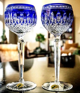 2 corvejones de vino Waterford Crystal Clarendon azul cobalto de 8" - Imagen 1 de 4