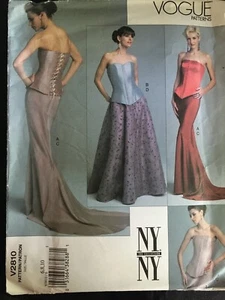 Pattern Vogue V2810, bustier style top lace back, skirts (full, fitted) sz 6-10 - Picture 1 of 3