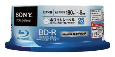 Sony Video Bd-R Write-Once Single-Sided Single Layer 25Gb 6X Printable 25 Discs  - Image 1 of 2