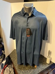 Polo uomo GREG NORMAN PLAY DRY grande - blu check - poliestere nuova con etichetta - Foto 1 di 19