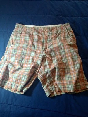 Pantalones Cortos American Living Talla 36 Marrón Claro Naranja Madras Cuadros Golf Informales Foto 1 de 4