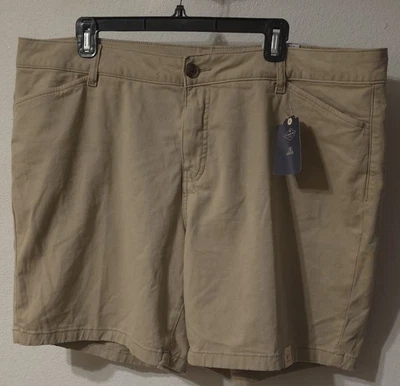 St John's Bay 18W Tan Flat Front Chino Tummy Control Mid Rise Shorts - Image 1 of 4