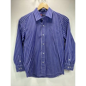 Chaps Blue Striped Collared Long Sleeve Front Pocket Button Shirt Boys Size 12 - Picture 1 of 8