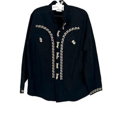 Camisa Texano Charro Para Hombre Talla Grande Con Cuero Costuras Bordado Caballo Foto 1 de 4