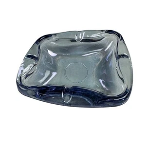 Vintage Anchor Hocking Blue Glass Ashtray 6" x 5" – Mid-Century Modern - Picture 1 of 6