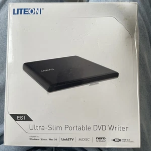 Lite-On ES1 Ultra-Slim Tragbarer USB 2.0 DVD-Brenner - Schwarz - Bild 1 von 1