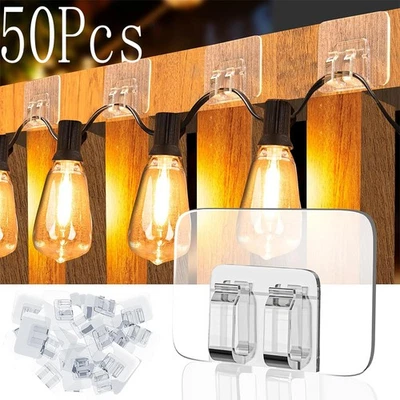 50 PCS Hooks for Outdoor String Lights Heavy Duty Clear Christmas Light Clips - Image 1 of 4