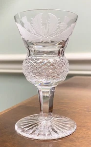 Edinburgh Cut Crystal Thistle Bloom Floral 3 1/4” Cordial Liqueur Glass Signed - Picture 1 of 6