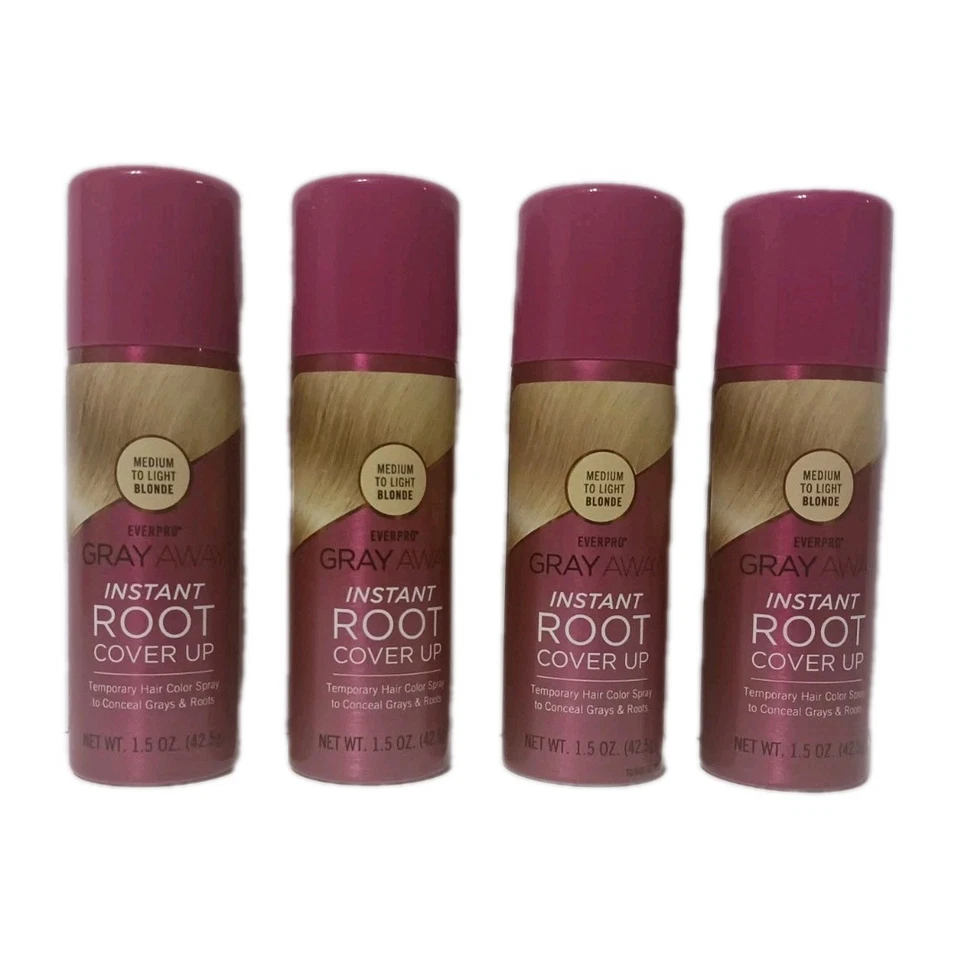 Paquete de 4 Everpro GRAY AWAY spray instantáneo de cobertura de raíces rubio medio a claro 1,5 oz Foto 1 de 4