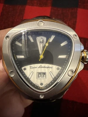 Tonino Lamborghini Spyder 3 Hand Watch Swiss Made Black Leather Strap 3028 Date - image 1 of 4