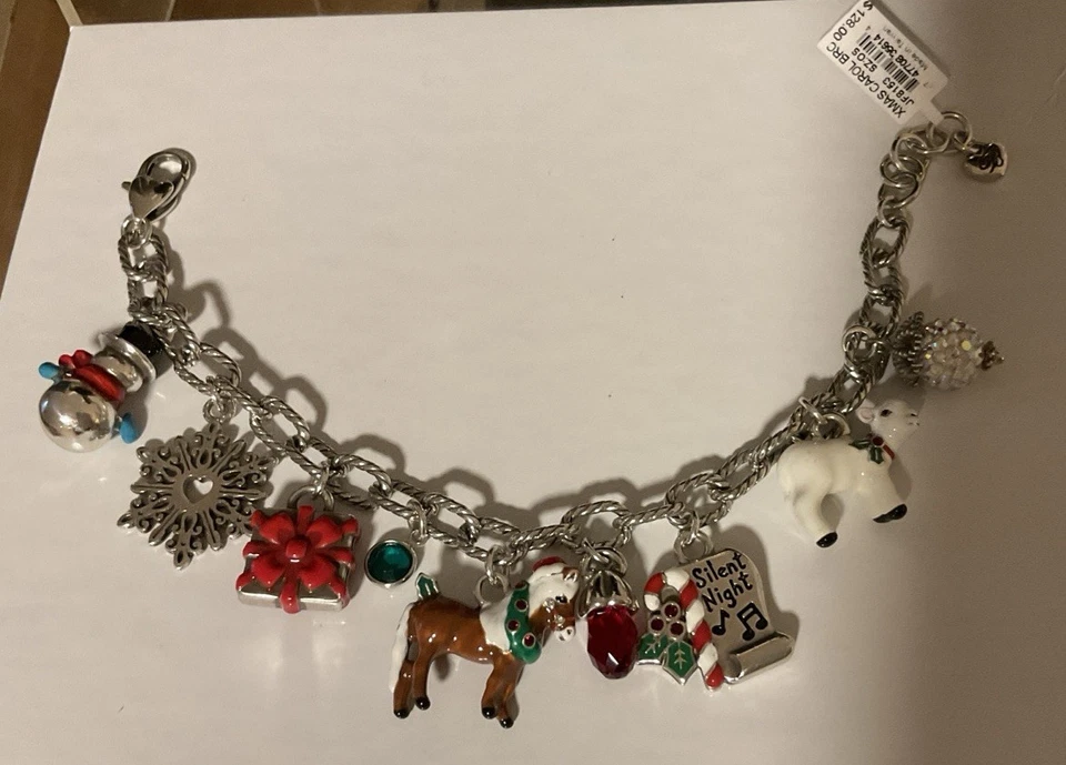 Brighton Christmas Carol Charm Bracelet -snowman lamb pony gift snowflake