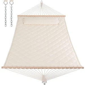 Two Person Hammock with Spreader Bars and Detachable Pillow, Heavy Duty Hammo... - Picture 1 of 8