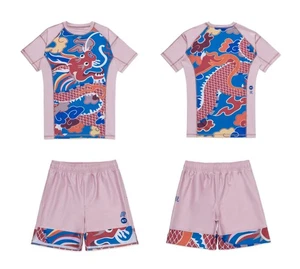 Albino and Preto Year of the Dragon Rash Guard SS Short Bjj No Gi Uniform Kimono - Picture 1 of 10