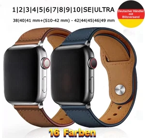 Uhrenarmband Leder für Apple Watch Series 1-7 8 9 10 SE ULTRA Armband iWatch Uhr - Bild 1 von 33