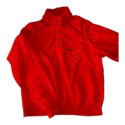 Vintage 1980 Eddie Bauer Windbreaker Jacket Red 1/4 Snap Mens Pullover USA Sz L - Image 1 of 4