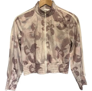 Adidas Big Girls Zip Track Jacket Loose Fit L/S Size Large Floral - Picture 1 of 8