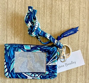 NWT Vera Bradley Zip ID And Lanyard "Shore Enough" Blues And White Orig. $29 - Picture 1 of 4