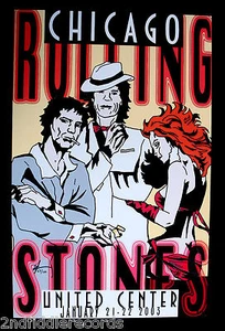 THE ROLLING STONES-Artist Herrera poster concerto firmato e numerato Chicago 2003 - Foto 1 di 2