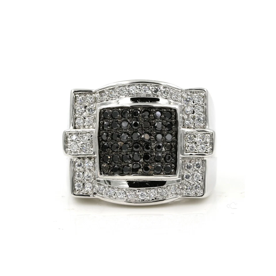 Anillo Pinky Acero Inoxidable 316 Pavé Para Hombre Forma Cuadrada Circonita Foto 1 de 4