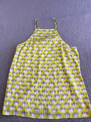 Blusa para mujer J Crew XS amarilla estampada sin mangas mezcla de seda cuello cuadrado nueva con etiquetas Foto 1 de 4