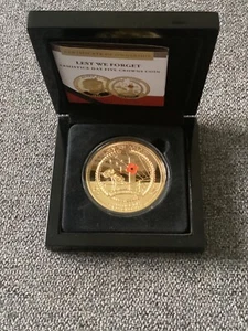2015 TDC Lest We Forget Armistice 5 Crown 24Ct Goldmünze Stempelglanz verpackt. - Bild 1 von 13
