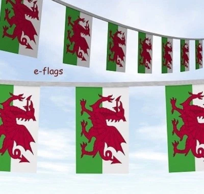 Rugby 6 Nations 33ft Wales Cymru Welsh Dragon Flags Bunting Speedy Delivery - Image 1 of 4