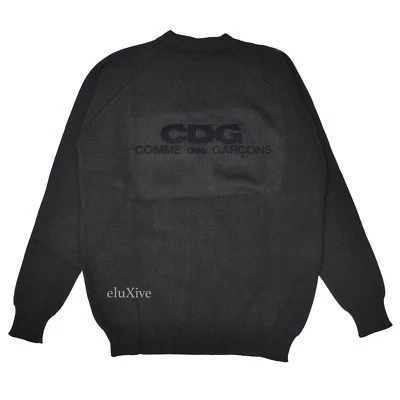 NUEVO CON ETIQUETAS Comme des Garcons CDG GDS Negro Terciopelo Logo Cárdigan Suéter Hombres L AUTÉNTICO Foto 1 de 4