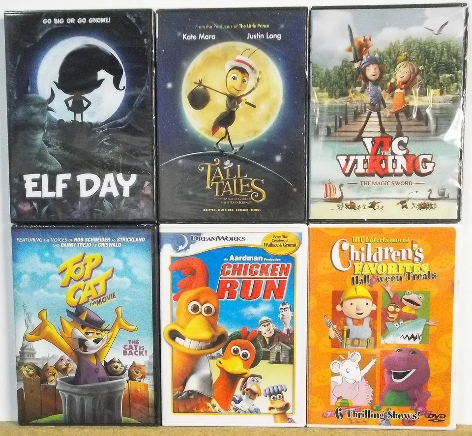 6 ANIMATED and FAMILY DVD movies Lot #M680 FREE US S/H Chicken Run Top Cat more - Image 1 of 1
