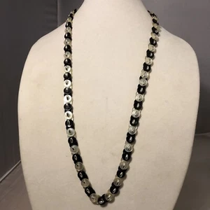 Button Necklace Reversible Handmade Black White Button Necklace Artisan 15” Drop - Picture 1 of 3