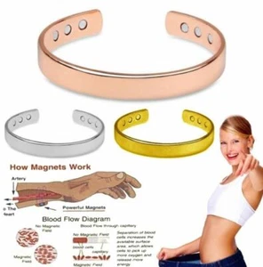 Magnetic Copper Energy Therapy Bracelet Bio Arthritis Pain Relief Mens Women - Picture 1 of 9