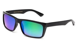 Horn Rimmed Sunglasses Mirror Flash Lens Classic Frame - Picture 1 of 6