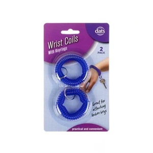 2 Pack Wrist Keychain Key Spring Spiral Stretch Coil Wristband Ring Blue - Picture 1 of 1
