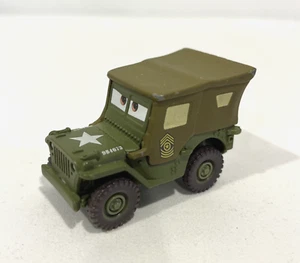 DISNEY PIXAR CARS SUPERCHARGED SARGE GREEN ARMY JEEP DIE-CAST VEHICLE MATTEL - Picture 1 of 6