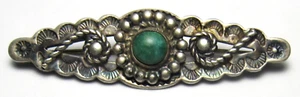 Navajo FANCY 1930's Silver Turquoise Bar Pin Brooch Fred Harvey Era NATIVE AMER. - Picture 1 of 20