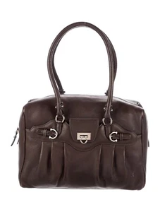 Salvatore Ferragamo Brown Leather Shoulder Bag Medium Silver-tone Hardware - Picture 1 of 18