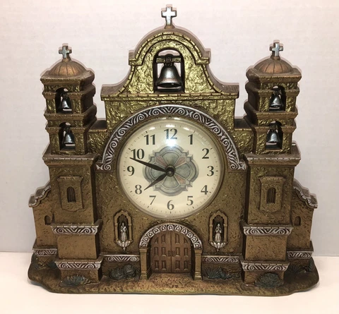Vintage Home Interiors 1999 Spanish Mission Church Wall Clock 14.5” x 12.5” Cover