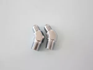 Lowrider Hydraulics 3/8" to #6 45 elbow fittings Kit, Chrome & Polished, 2 pck - Picture 1 of 7