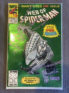 1993 Web of Spiderman #100 1st Spider-Armor, Green Holo-Foil Will Grade High - Bild 1 von 6