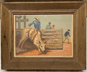 Original ANNA BARRY "Bucking Brahma" WESTERN COWBOYS Southwest signiert SERIGRAPHIE - Bild 1 von 13