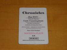 2021-22 Chronicles Gold Standard Cade Cunningham Magenta Printing Plate 1/1 RC
