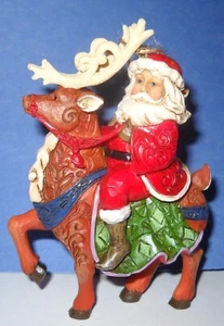 Jim Shore SANTA RIDING REINDEER Hanging Ornament 6004305 NIB - Picture 1 of 7