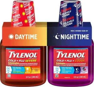 Tylenol Cold + Flu Severe Day & Night  Liquid Cough Medicine , 2-Count, 8 fl. Oz - Picture 1 of 2