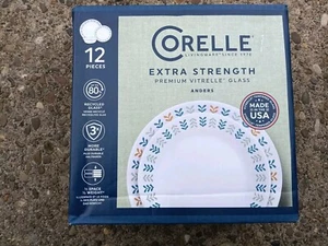 12-Corelle Anders Geschirr Set Blau-Gelb Grau Design Farben Neu In Box Selten - Bild 1 von 6