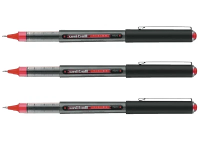 Uniball Vision Rollerball Pen 0.5mm Micro Point Red Ink 3/Pk Office School Home - Image 1 of 4